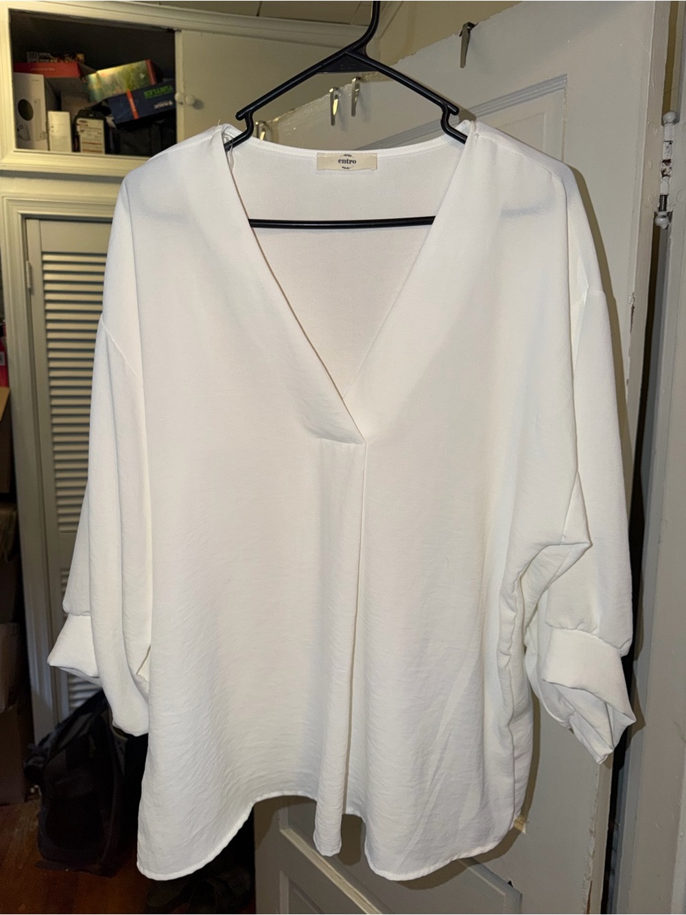 Entro Deep V Swing Sheer Blouse